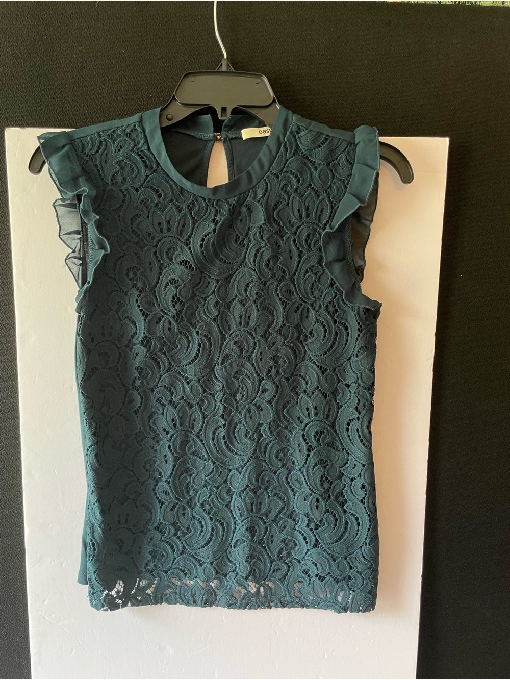 Oasis Teal Lace Ruffle Shell Tank